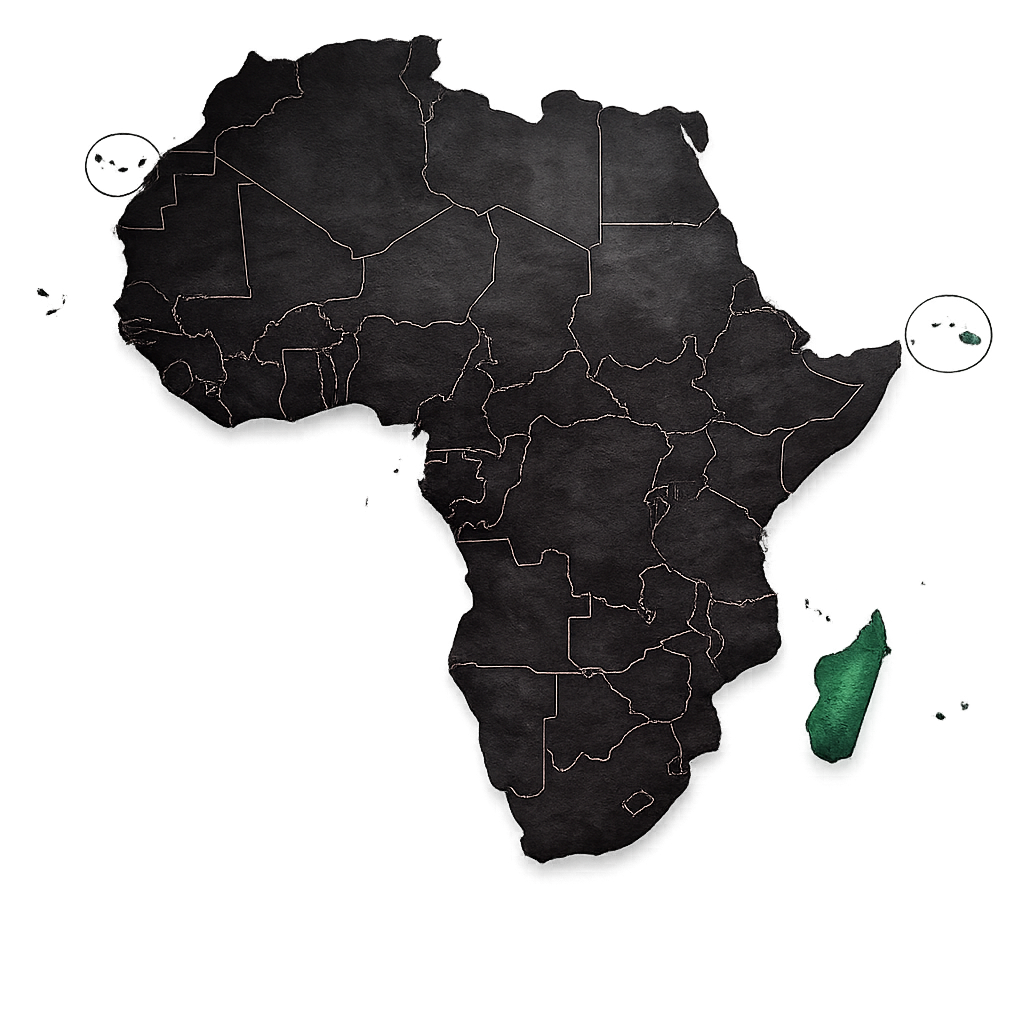 Carte de l’Afrique localisant Madagascar, le Cap-Vert et les Seychelles