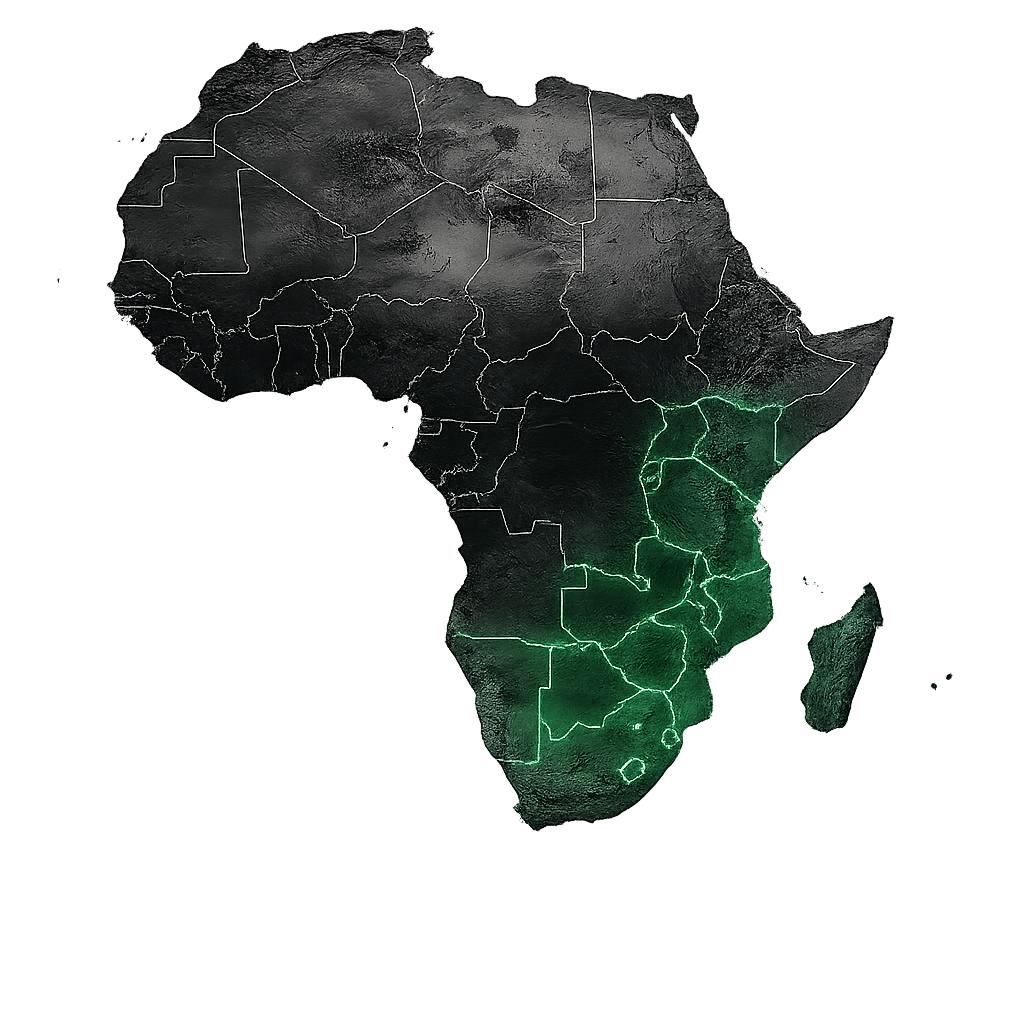 Carte de l’Afrique mettant en valeur la région australe
